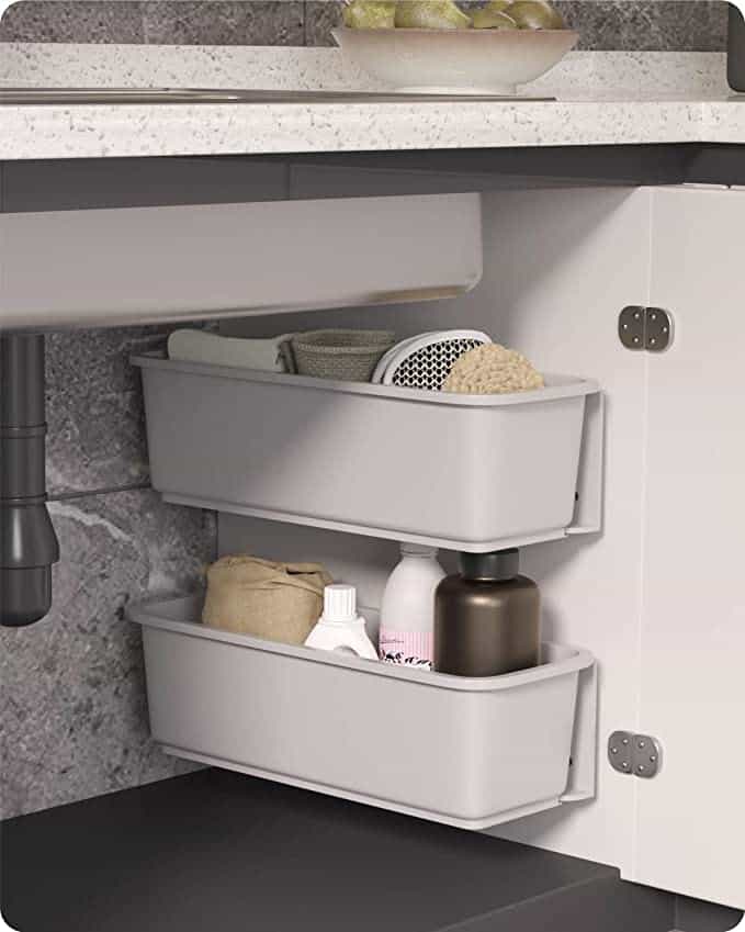 My Small Bathroom Under Sink Organization - use of walls and inside of  cabinet doors : r/organization