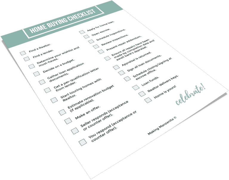 Download Your Free Home Buying Checklist Printable Making Manzanita