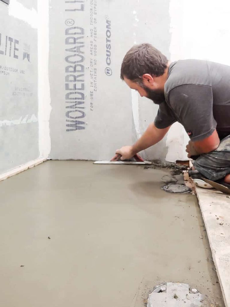 https://www.makingmanzanita.com/wp-content/uploads/2019/09/Cement-shower-pan-during-bathroom-renovation-768x1024.jpg