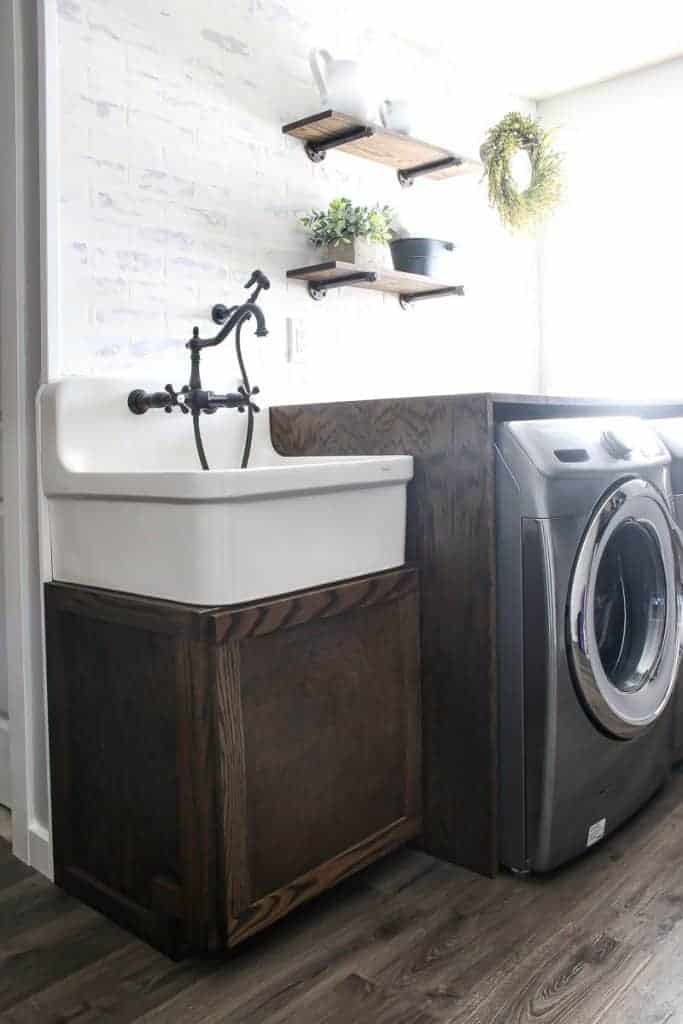 DIY Farmhouse Laundry Room Sink Cabinet