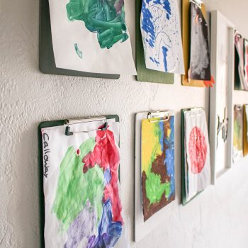 Clipboards On Wall For Hanging Kid's Art - Making Manzanita