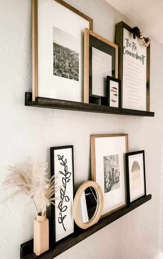 These picture ledges are the perfect way to add some character to a hallway with pictures and artwork