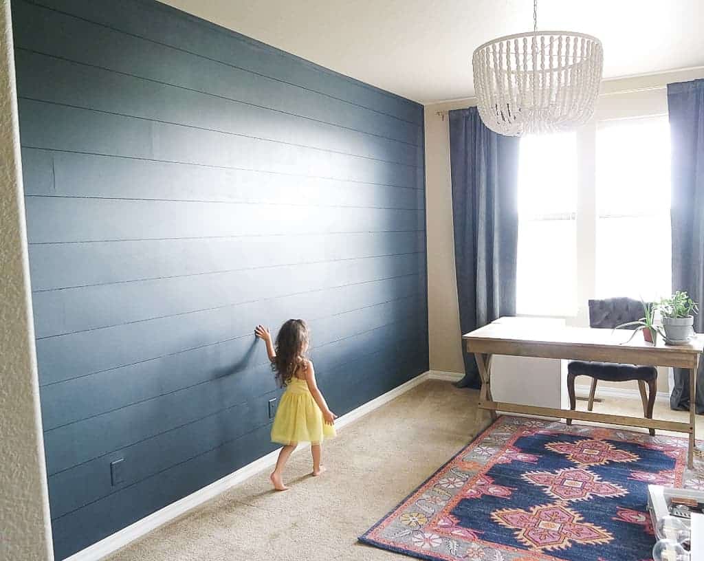 black shiplap wall kitchen