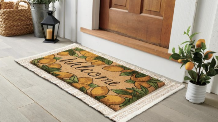 Lemon Doormat / Pattern Door Mat / Outdoor Welcome Mat / Housewarming Gift  / Spring Decor / Lemon Decor / Summer Doormat / Nickel Designs 
