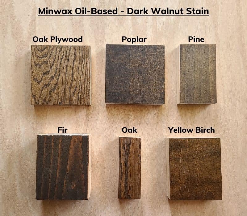 Minwax Dark Walnut Stain Of Differen Types Of Wood 