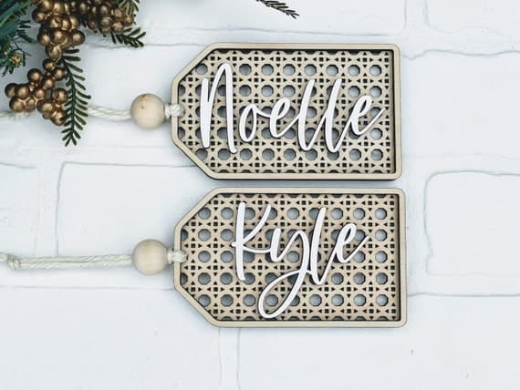 Personalized Stocking Name Tags Christmas Ornaments Laser Cut / Engrav –  Hearts Desire Shop