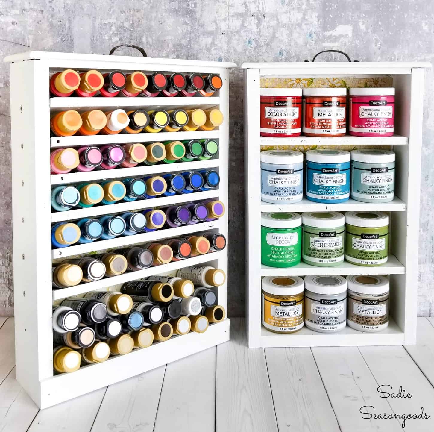 Go Vertical: Easy Space-Saving Acrylic Paint Storage  Dream craft room,  Craft room storage, Acrylic paint storage