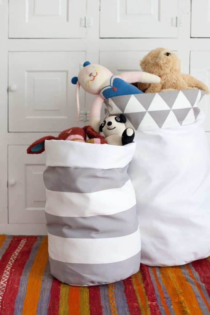 DIY Stuffed Animal Storage Bin with Macrame Net - Houseful of Handmade