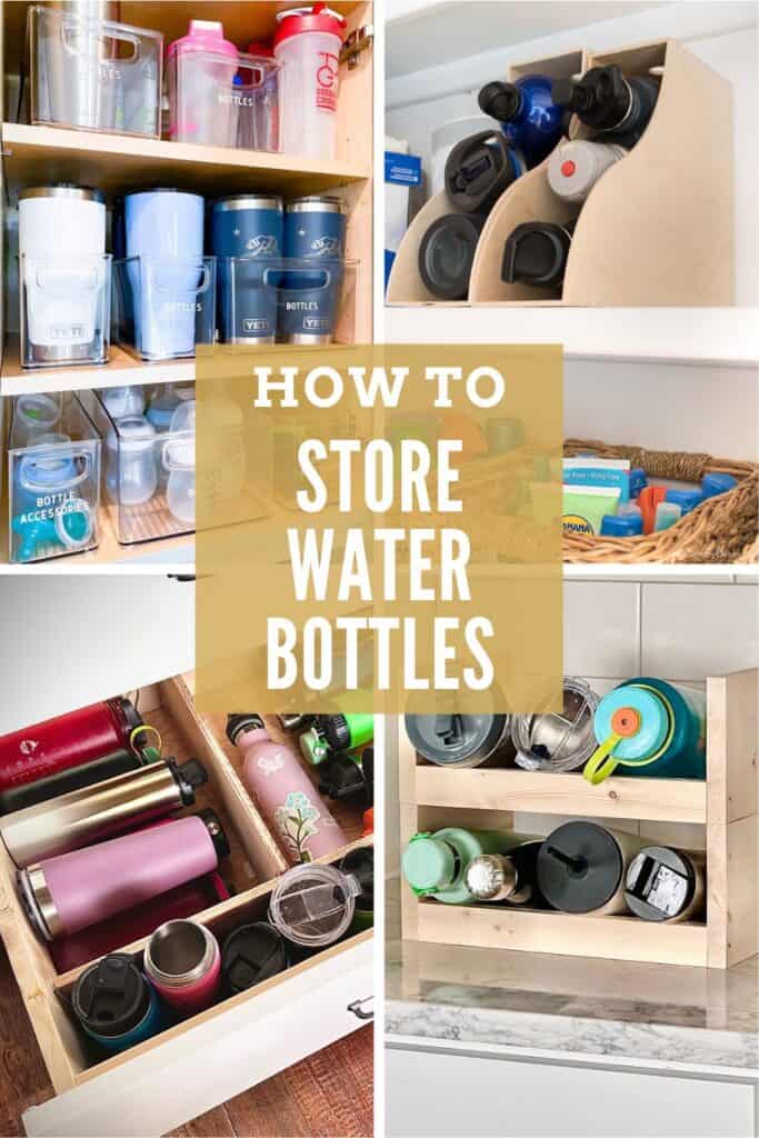 Use a wine bottle rack to keep your water bottle collection neat.  Kitchen  hacks organization, Water bottle storage, Bottle storage